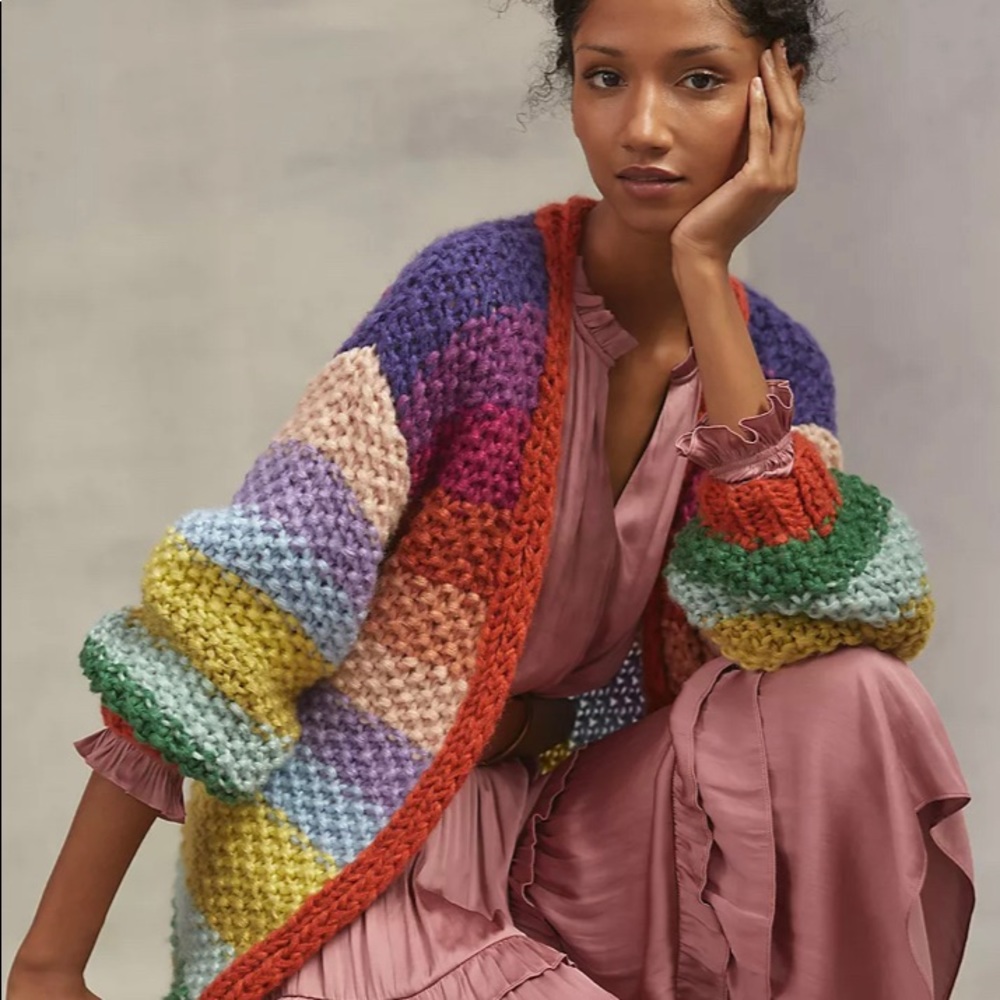 Rainbow Chunky Cardigan NWT